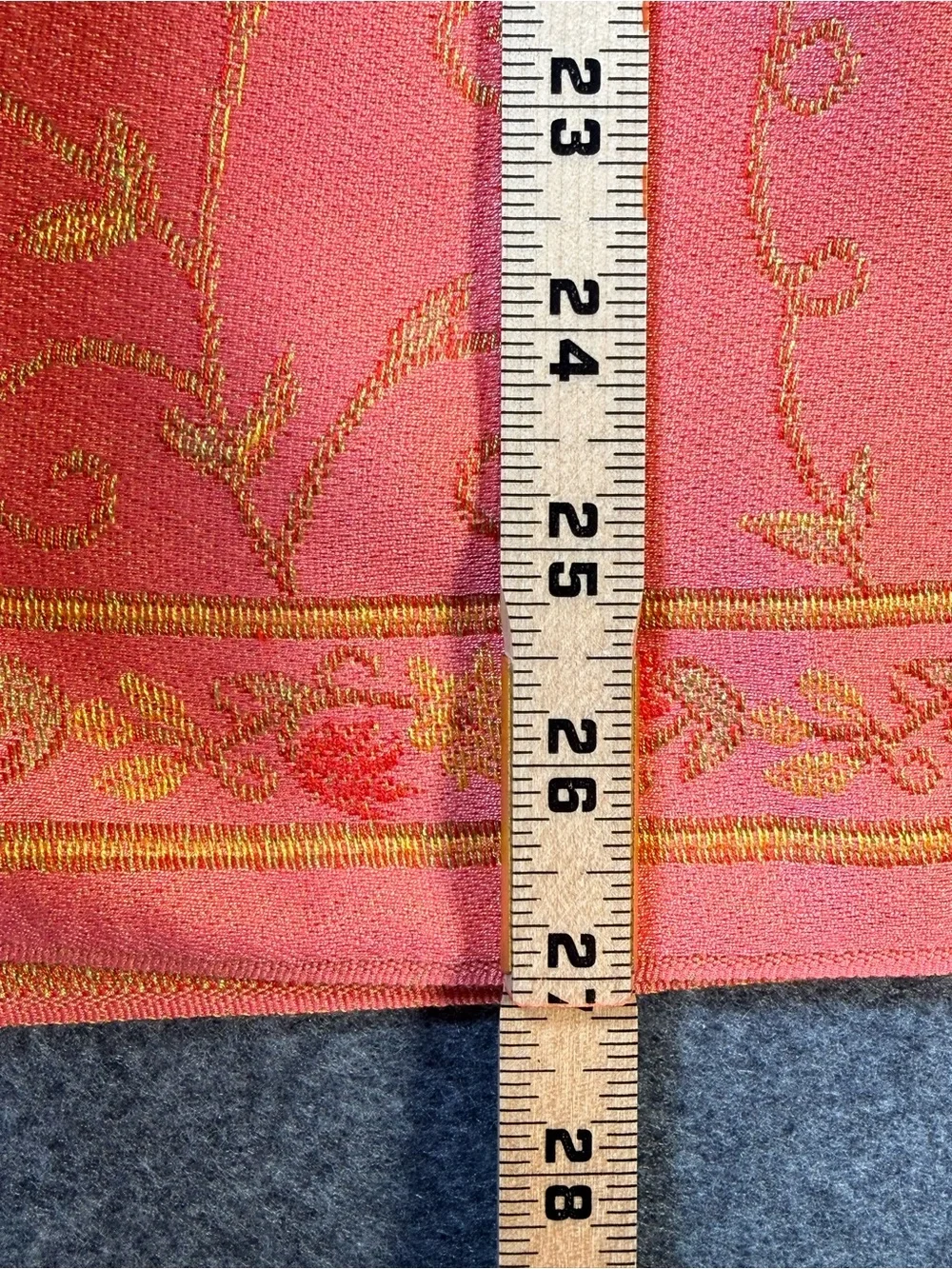 Pashmina Silk Blend Coral Pink Gold Floral Reversible Shawl Wrap Scarf